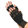 Magnetic Arthritis Therapy Fingerless Compression Gloves, Black, Black, Large
