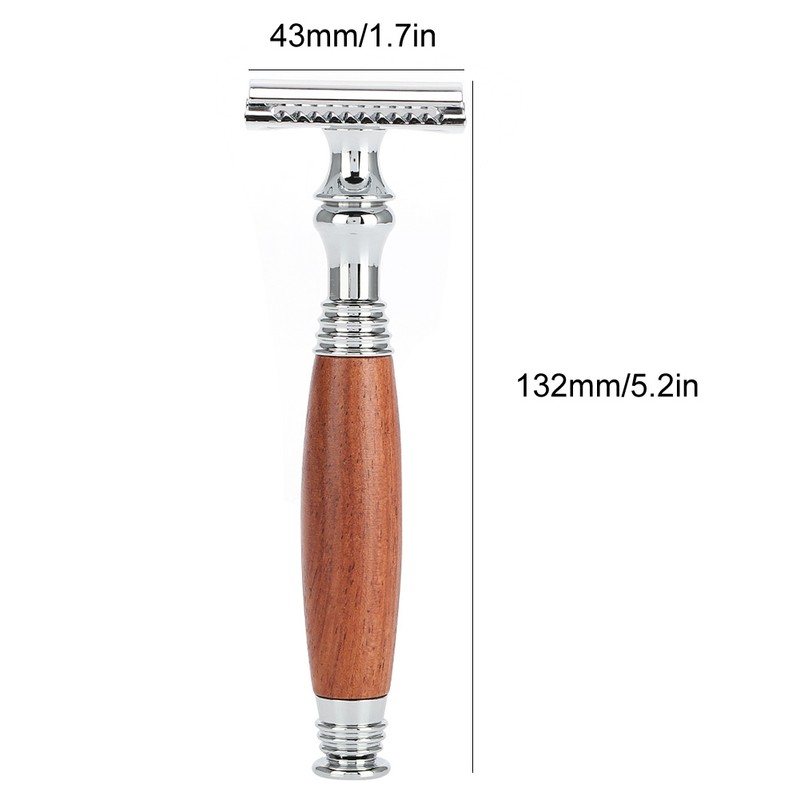 Classic Style Wooden Handle Double Blade Manual Razor for Man's