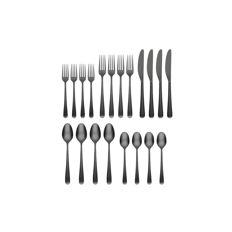 Cambridge 514520CKW12DS Rafael Black Flatware, 20-Piece Set