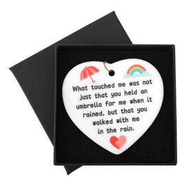 Ceramic Ornaments, Heart Shape Hanging Ceramic Plaque with String Hanging Friendship Souvenirs Decorations Heartwarming Appreciation Gifts for Women Men Coworker Employee Best Friend