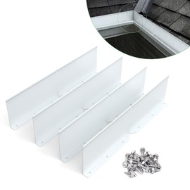 Memrita 4 Pcs Gutter Valley Splash Guards Roof Rain Diverter,Aluminum Rain Diverter Roofing Gutter Guards,Bendable fits Any Corner,Suitable for Most Residential Flat Tile Roof Corners(Aluminum)