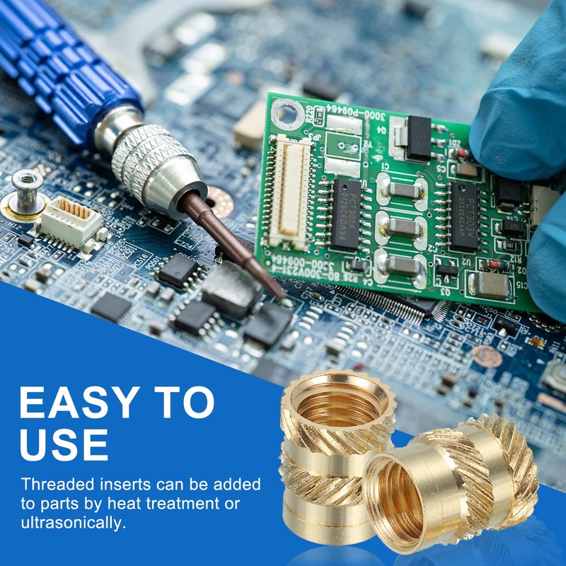 sourcing map 46 Pcs Threaded Inserts, M2.5 Brass Heat Set