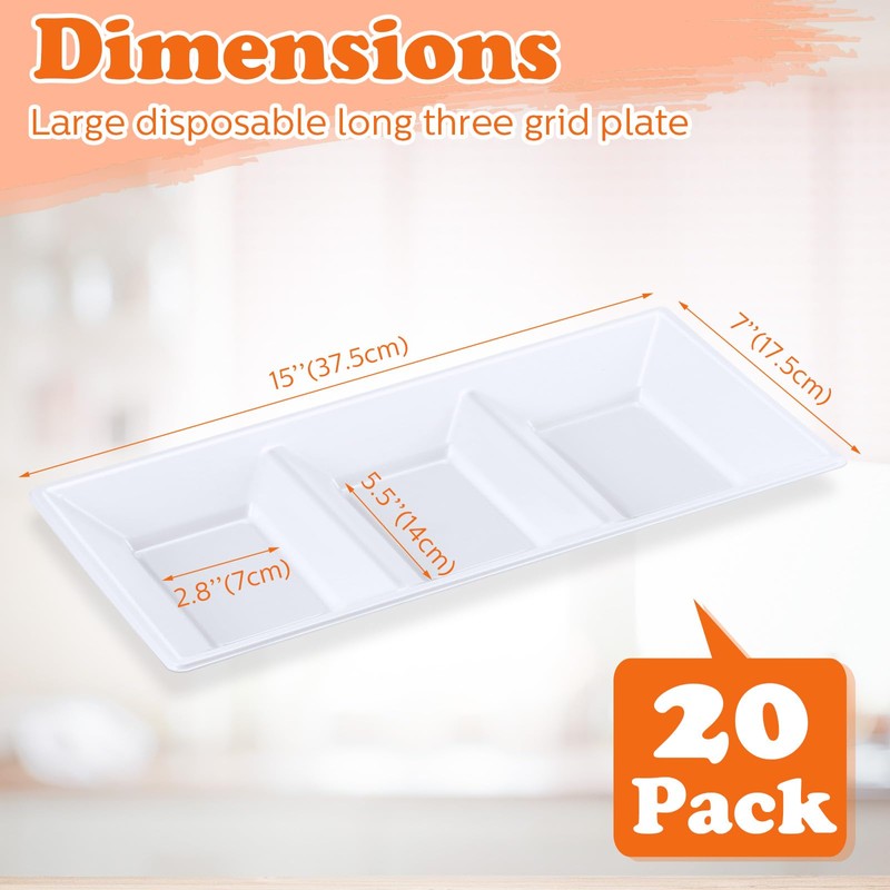 Ziliny 20 Pcs 3 Section Serving Tray Bulk Serving Dish