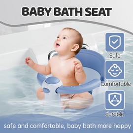 Baby Bath Seat for Infant Toddler 6 Months and up, Portable Foldable Non-Slip Baby Bathtub Seat 4 Secure Suction Cups for Baby Sitting Up (Blue)