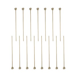 sourcing map 15Pcs Stainless Steel Cocktail Toothpicks, 4.25 Inch Metal Cocktail Picks Fruit Sticks Reusable Long Martini Picks Cocktail Skewers for Party Drinks Appetizer, Gold Bead