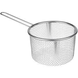 GZhaimai Pack of 2 Fondue Strainers, Stainless Steel Pasta Basket with Handle, Frying Basket for Cooking, Fried Cooking, with Hook (2 Sizes, Silver)