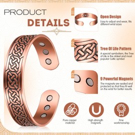 Otuuz Magnetic Copper Bracelet for Men and Women Pure Copper Bracelet Axe Energy Bracelet with 9 Magnets Adjustable Size for Christmas Communions Birthday Gifts (Bronze)