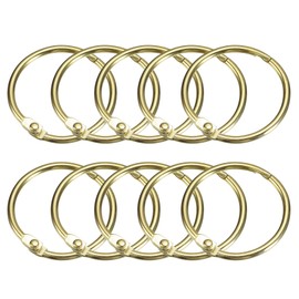 QUARKZMAN Pack of 12 Shower Curtain Rings - Carbon Steel Round Snap Shower Curtain Hooks 1 Inch Loose Leaf Jump Rings for Shower Curtain Rods (Gold)