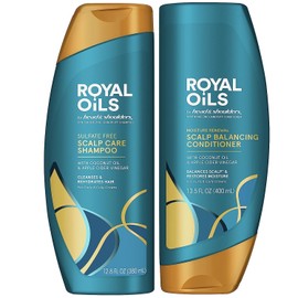 Head & Shoulders Royal Oils Shampoo and Conditioner Set, 1% Pyrithione Zinc, Scalp Care & Hydration, Moisture Renewal Conditioner + Anti-Dandruff Shampoo, 12.8 fl oz Each