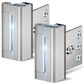 2Pack Home Security Door Reinforcement Lock with Screws, Child Safety Door Locks for Front Door, Withstand 800 lbs Top Flip Door Latch Lock for Inward Swinging Door, Silver