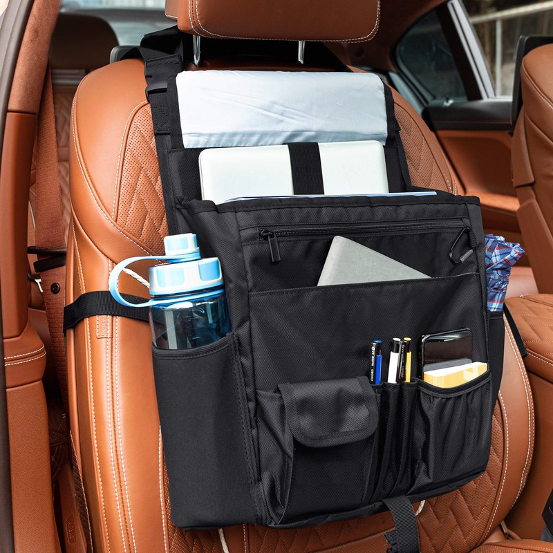 LUXJA Car Front Seat Organizer with Cover and Laptop Sleeve,