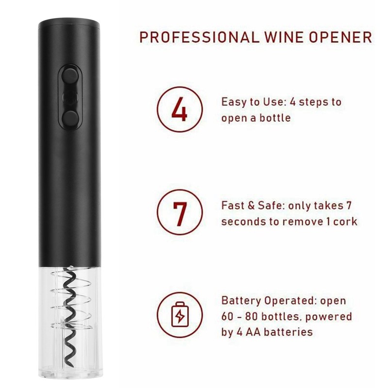 Electric Wine Bottle Opener Automatic Corkscrew W/Foil Cutter Pourer Vacuum