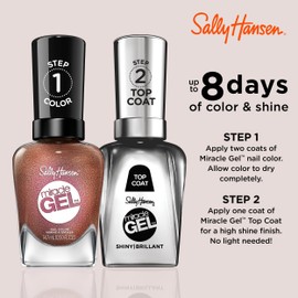 Sally Hansen Miracle Gel Salon Quality Nail Polish | Gel-Like Formula, Two-Step System, No UV Light Needed, Long Lasting | Sheer, Shimmery | 211 One Shell of a Party | Nude Pink Nail Polish