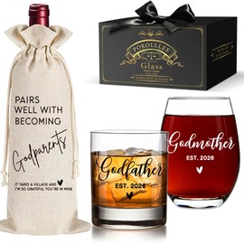 Godparents Proposal Gift 2026 - Will You Be My Godparents Wine Glass- Godparent Gifts for Baptism, Catholic Godmother Godfather Mothers Day Fathers Day Christmas Birthday Present from Godchild