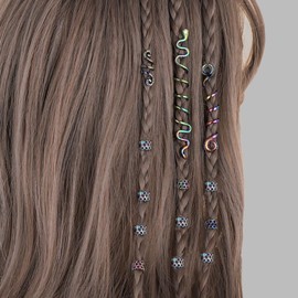 Healeved 1 Set Hair Pin with Snake Braid Hair Clips Dreadlock Clips Hair Bead Hair Dreadlocks Jewellery Hair Golden Rings Beads Hair Accessories Women's Hair Braiding Jewellery Hoop Alloy