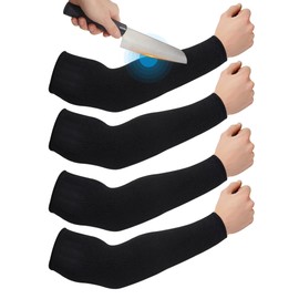 Geyoga 2 Pairs Cut Resistant Sleeves Thin Arm Protectors Arm Guard for Thin Skin and Bruising Arm Sleeves for Men Women (Black,Medium)