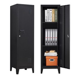 FURSTEL Metal Locker with Doors and Shelves, Locking Storage Cabinets for Small Spaces, Lockers for Employees, Lockable Storage Lockers for Office Garage School Gym