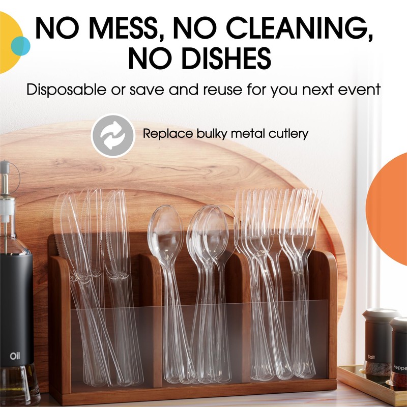 Exquisite Disposable Clear Plastic Knives 50 Pcs - Heavy Duty