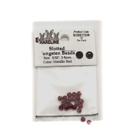 Hareline Slotted Tungsten Beads #238 5/32'' (3.97mm) Metallic Red