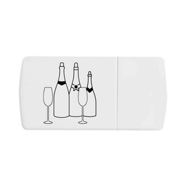 'Champagne & Glasses' Pill Box with Tablet Splitter (PI00031205)