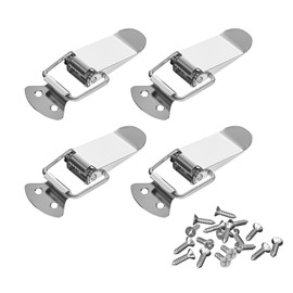 VOCIBO® Tension Clasp, Stainless Steel 4 Pieces, 45.5 mm with Screws, 16 Pieces, Lever Lock, Box Closure, Cap Lock for Toolbox, Drawer, Chest, Case, Box, Cabinet