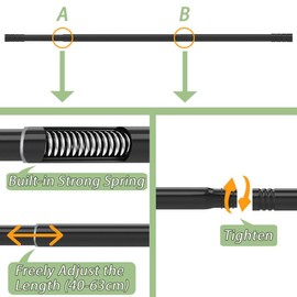 Venwemong Extendable, Adjustable Stainless Curtain Rod with Adjustable Length for the Living Room, Bedroom, Window, Silver, 25 mm Diameter, 60–135 cm, 2 Pieces