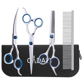 CADABY Dog Grooming Scissors Kit, 5 in 1 Dog Grooming Scissors, Professional Stainless Steel Dog Scissors for Grooming, Pet Grooming Shears for Dog, Cat