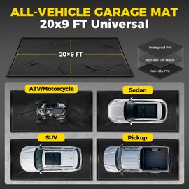 TRIPOWER Containment Mat with Floor Squeegee, 9 x 20 FT Heavy-Duty Waterproof Garage Floor Mat for Under Car, Protects Garage Floor from Snow, Rain, Mud, Sand, and Oil