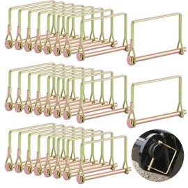 LOYORTY 30PCS Trailer Coupler Pin 1/4 Inch Square Wire Lock Pin Heavy Duty Safety Coupler Pin Gold Shaft Locking Pin Wire Trailer Hitch Pin for PTO, Farm, Lawn, Hitches & Garden