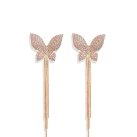 Butterfly Earrings Gold Bow Earrings Sparkly Statement Earrings for Women Popular Long Dangle Earrings Prom Ribbon Earrings Formal Earrings