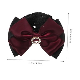 WOONEKY 3pcs Professional Mesh Hair Bun Net Clips with Bowknot Design for Women Lightweight Nurse Hair Accessories Blue and Black for Dance Office and Hospital Settings