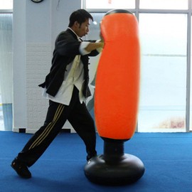 Inflatable Punching Bag, Free Standing Ninja Boxing Bag, PVC 160cm Fitness Hit Inflatable Sandbag, Kids Inflatable Column Tumbler Punching Bag(Orange)