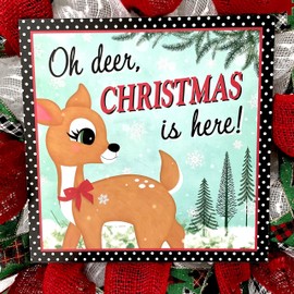 Holiday Wreath Oh deer Christmas is here Handmade Deco Mesh Wreath Available in 24 inch and 28 inch diameters