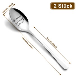 Mum and Dad Gifts, Father's Day Gifts for Dad, Funnydin 2 Pieces Stainless Steel Tea Spoon, Coffee Spoon with Engraving - My Favourite Father, My Dearest Mother, Mother's Day Gifts for Mum
