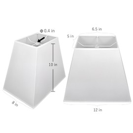 Vipmip White Rectangular Lamp Shades Set of 2, No Assembly Required Lampshade 5" x 6.5" Top, 8" x12" Bottom, 10" High, Replacement Lamp Shades for Table Lamps, Floor Lamps, Metal Spider Fitter