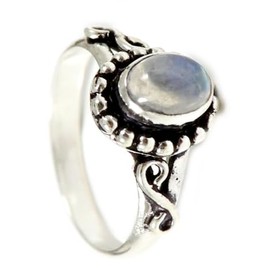 JEWELSTREZORO Regenbogenmondstein Edelstein-Bandring für Herren und Damen, alle Größen, 925er-Sterlingsilber, handgefertigter Geschenkartikel, Schmuck TSR190E_66 (21.0)