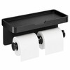 Dual Roll Toilet Paper Holder with Shelf – Black Aluminum