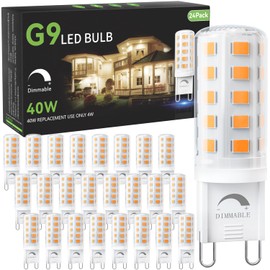 TJOY 24 Pack Dimmable G9 LED Bulb 4W Equivalent 40 Watt, 2700K Soft Warm White, T4 G9 Bi-pin Base Halogen Replacement, G 9 Socket Light Bulb for Chandelier Wall Sconce, 120V No Flicker, 450LM