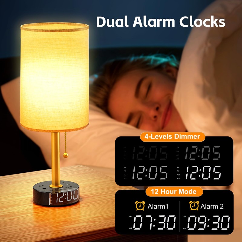 Bedside Desk Lamp for Bedroom, Table Lamp with USB A
