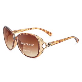 JM Bifocal Reading Sunglasses for Women Fashion Oversized Readers Outdoor Reading Glasses UV400 Protection Tortoise +3.5