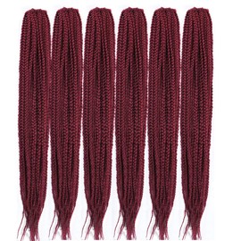 6 Packs/Lot (14/18/24/30) inch 1cm 20 Strands/Pack Thin 3X Box Braid Crochet Hair Extensionin Diameter 3X Synthetic Braid Hair Extensions Crochet Braids Hair Color (18inchs, BUG)