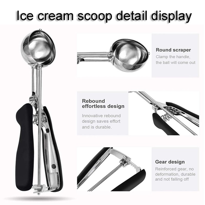 Lamkrtlp Ice Cream Scoop, Stainless Steel Cookie Scoop with Trigger,