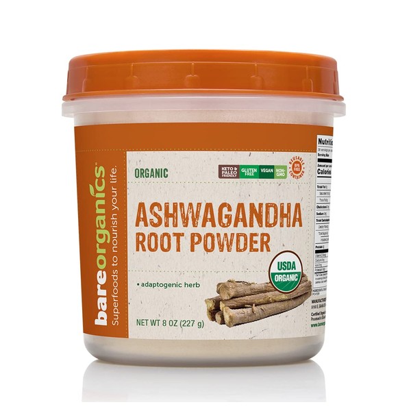 BareOrganics Ashwagandha Root Powder, 8 Oz