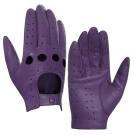 Harssidanzar Women's Leather Driving Gloves, Driving Gloves, Thin Lambskin, Summer Leather Driving Gloves, Unlined, Women's Leather Gloves, GL009EUA, Purple, Size L, Purple