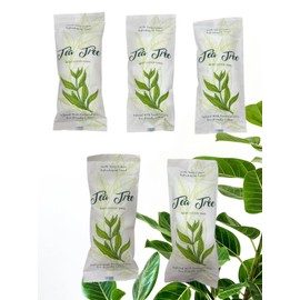 Falcon Advanced Products White Towel 8X8 Moist Cotton Towel Individually Wrapped (Tea Tree) 5 Pack