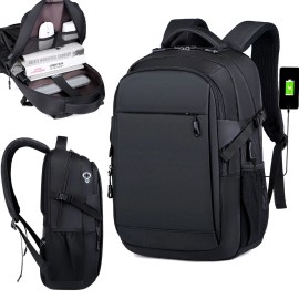 Unbranded Men Women Backpack Bookbag School Travel Laptop Rucksack Zipper Bag 15.6'' Black