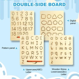 Learn to Write - Number & Letter Tracing Boards for Kids Ages 3-8 Wooden Alphabet Learning Montessori 3 Year Old Toddler Writing Tools Beginners - Homeschool Preschool Classroom Must Haves
