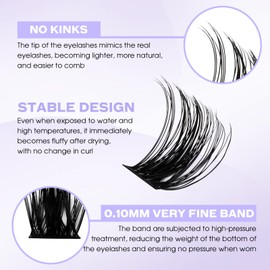 Individual Cluster Lashes D Curl 0.07mm 8-16mm Mix DIY Lash Extensions Wide Stem Individual Eyelashes Soft and Wispy Cluster Eyelash Extensions(XHFD-C3-0.07-D-816)