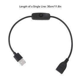 BORDSTRACT 5-Pack USB Extension Cable Set Featuring ON/Off Switch for LED Strips, Desk Lamps and USB Fans - Black
