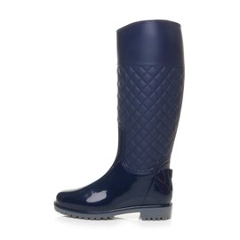 AJVANI Womens Ladies Grip Sole Quilted Waterproof Wellington Boots Wellies Size 8 41 Navy